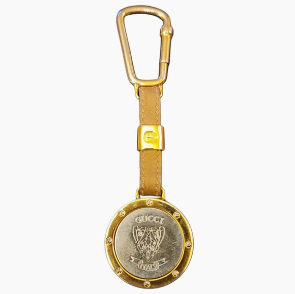 Vintage Authentic Gucci Medallion Keychain / Key Ring in Two Tone Gold & Silver - Picture 3 of 3